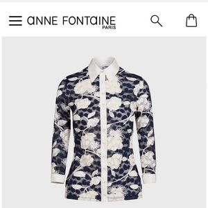 Anne Fontaine Navy and White Floral Button Down Shirt